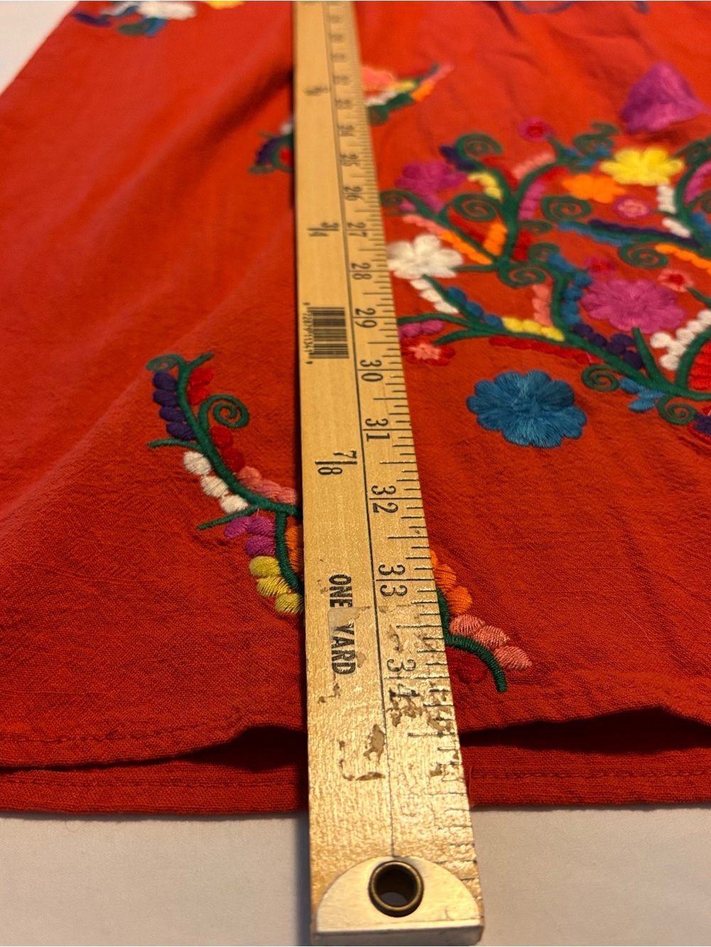 Embroidered Red Embroidered Mexican Women’s Dress SZ L - Picture 5 of 7